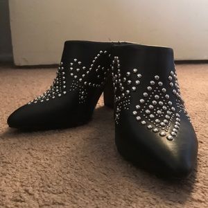 Express Black Studded Slide Mule Booties